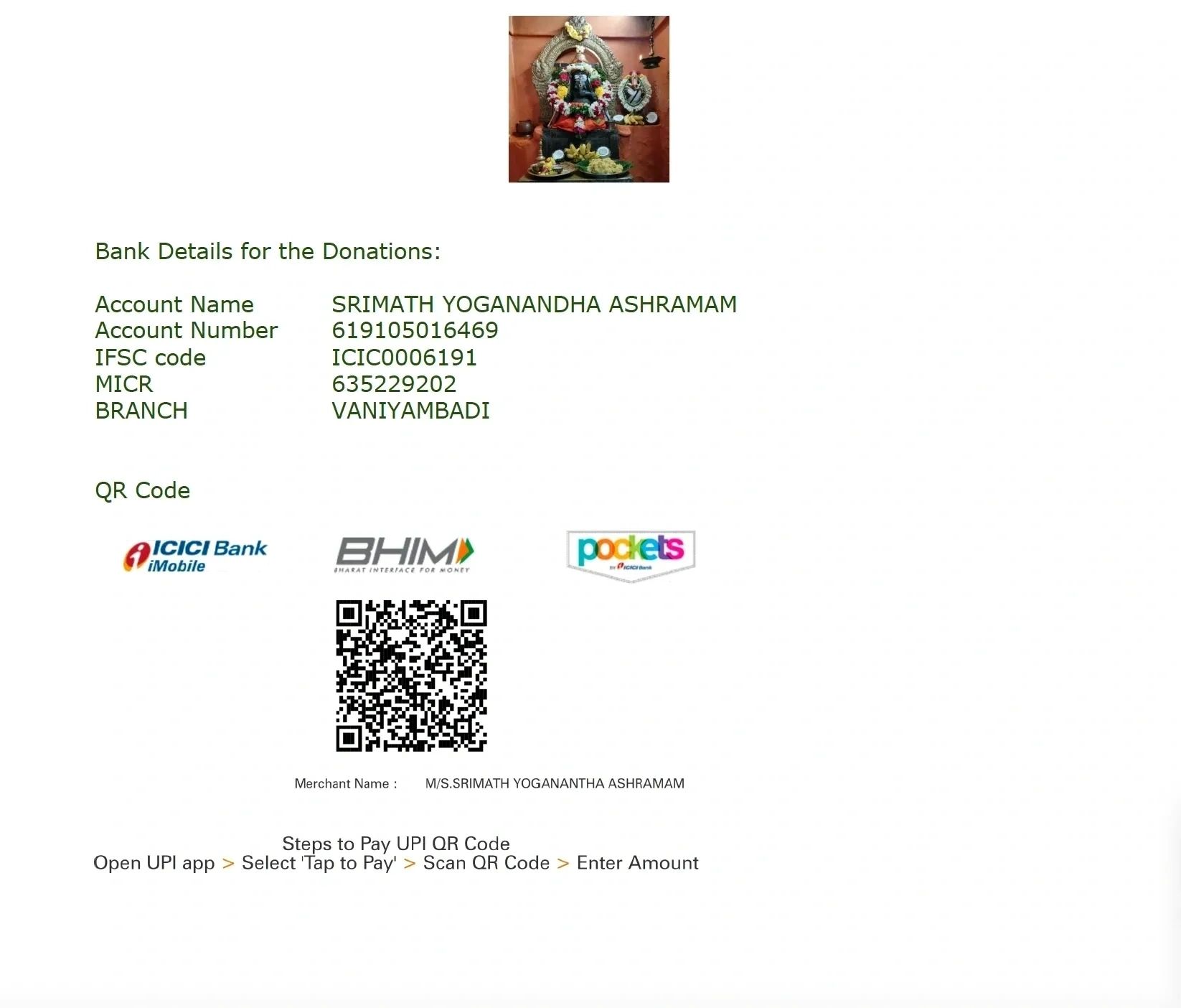 Click to enlarge UPI QR Code — Srimath Yoganandha Ashramam